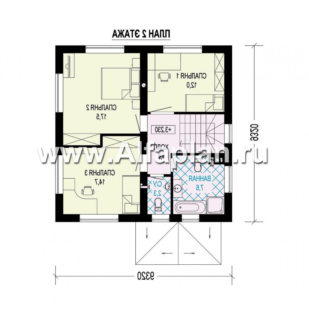 Проекты домов Альфаплан - Проект двухэтажного дома( четыре спальни) - изображение плана проекта №2