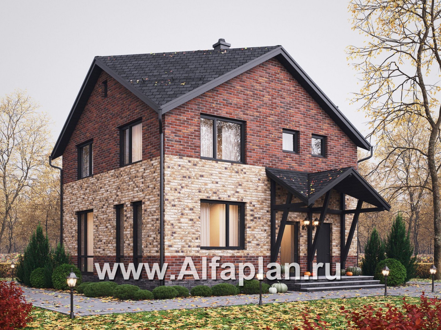 Проекты домов Альфаплан - Проект двухэтажного дома( четыре спальни) - основное изображение