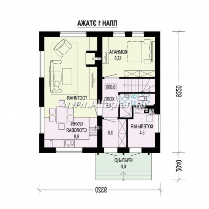 Проекты домов Альфаплан - Проект двухэтажного дома( четыре спальни) - превью плана проекта №1