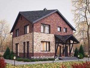 Проекты домов Альфаплан - Проект двухэтажного дома( четыре спальни) - превью основного изображения