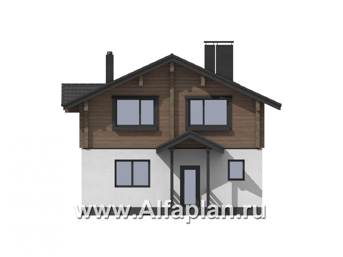 Проекты домов Альфаплан - Проект компактного дома с двускатной кровлей - изображение фасада №3