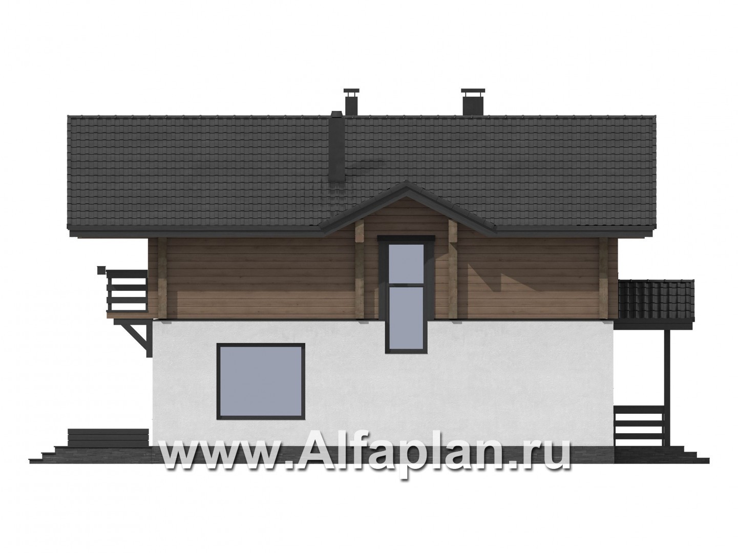 Проекты домов Альфаплан - Проект компактного дома с двускатной кровлей - изображение фасада №4