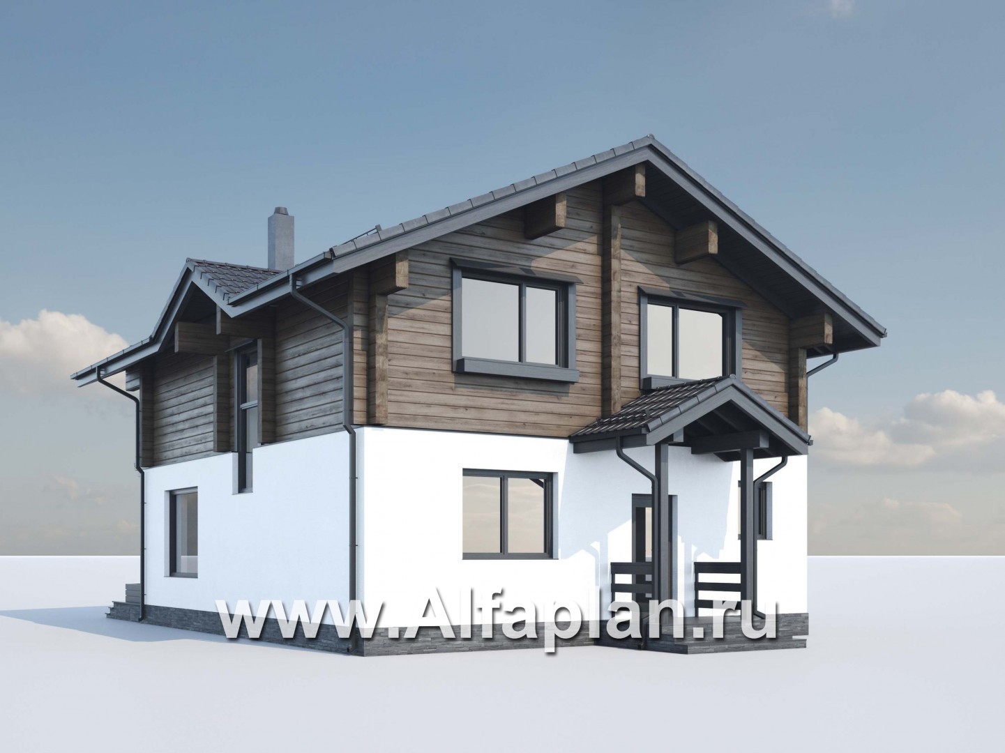 Проекты домов Альфаплан - Проект компактного дома с двускатной кровлей - дополнительное изображение №3