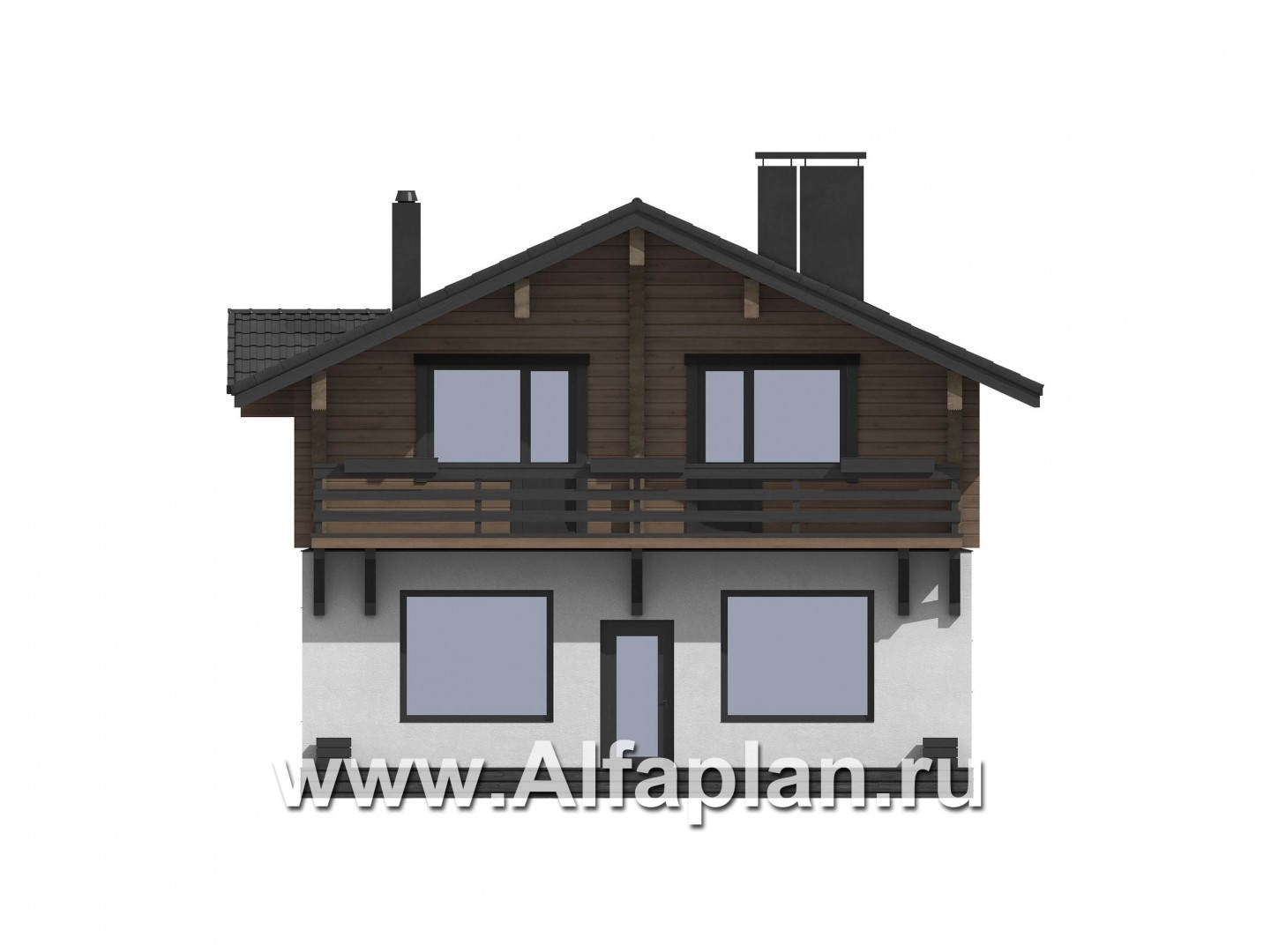 Проекты домов Альфаплан - Проект компактного дома с двускатной кровлей - изображение фасада №1
