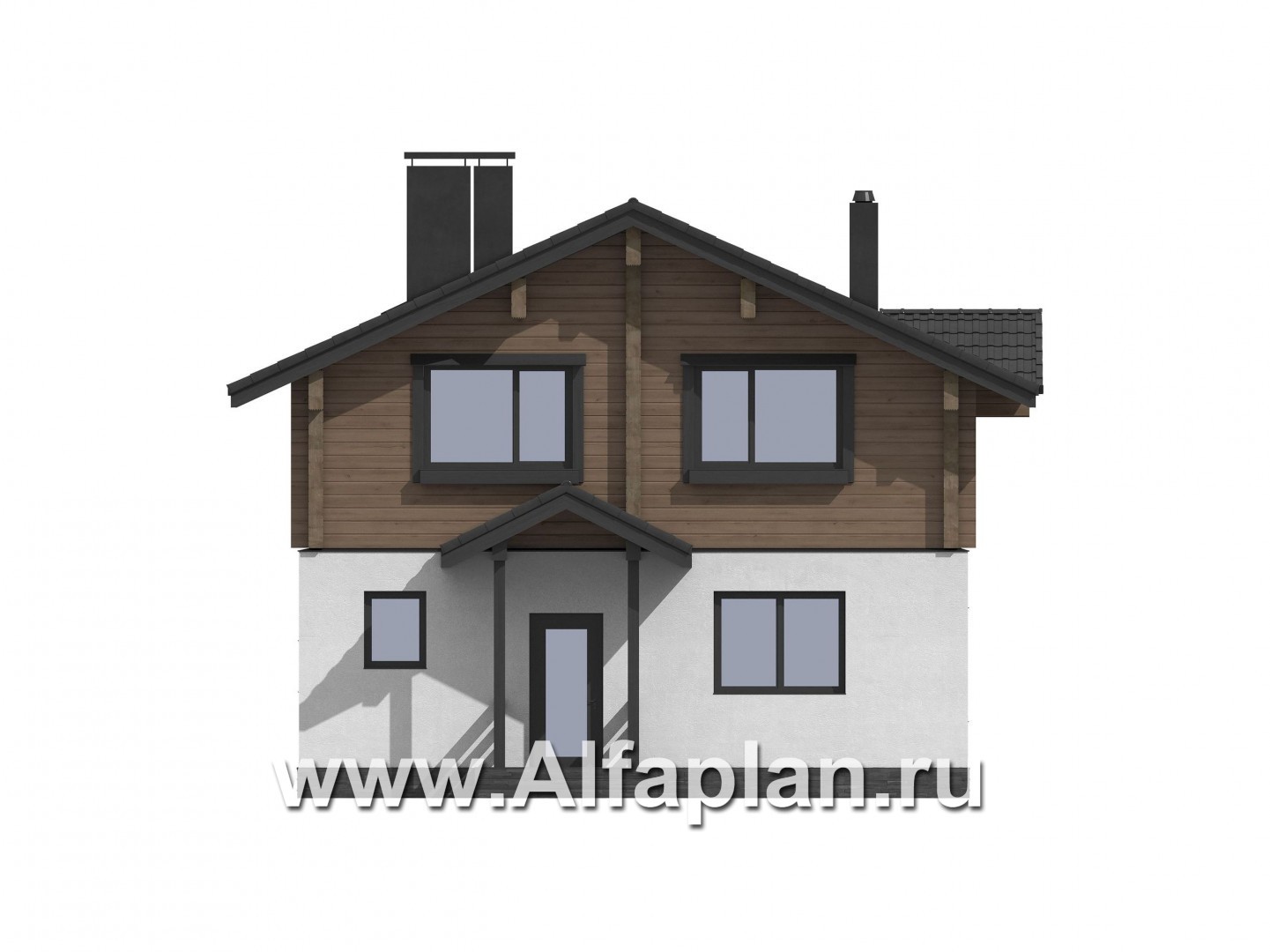 Проекты домов Альфаплан - Проект компактного дома с двускатной кровлей - изображение фасада №3