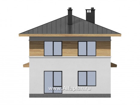 Проекты домов Альфаплан - Проект  двухэтажного дома с компактным планом - превью фасада №3
