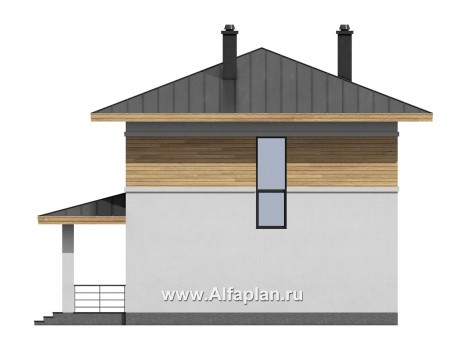 Проекты домов Альфаплан - Проект  двухэтажного дома с компактным планом - превью фасада №2