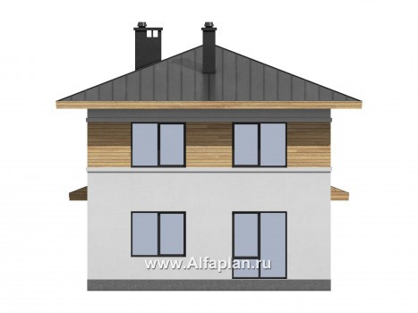 Проекты домов Альфаплан - Проект  двухэтажного дома с компактным планом - превью фасада №3