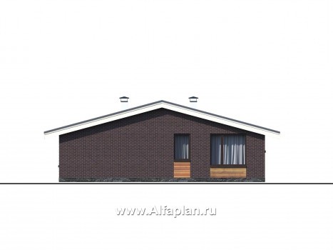 Проекты домов Альфаплан - «Бета» - проект одноэтажного каркасного дома с террасой со стороны входа - превью фасада №4