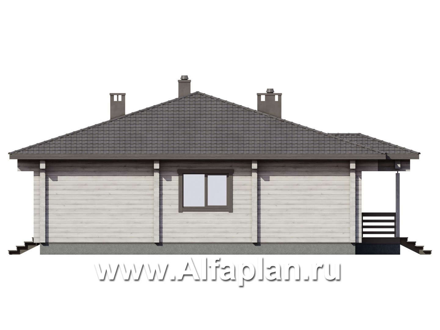 Проекты домов Альфаплан - Проект одноэтажного дома из клееного бруса - изображение фасада №2