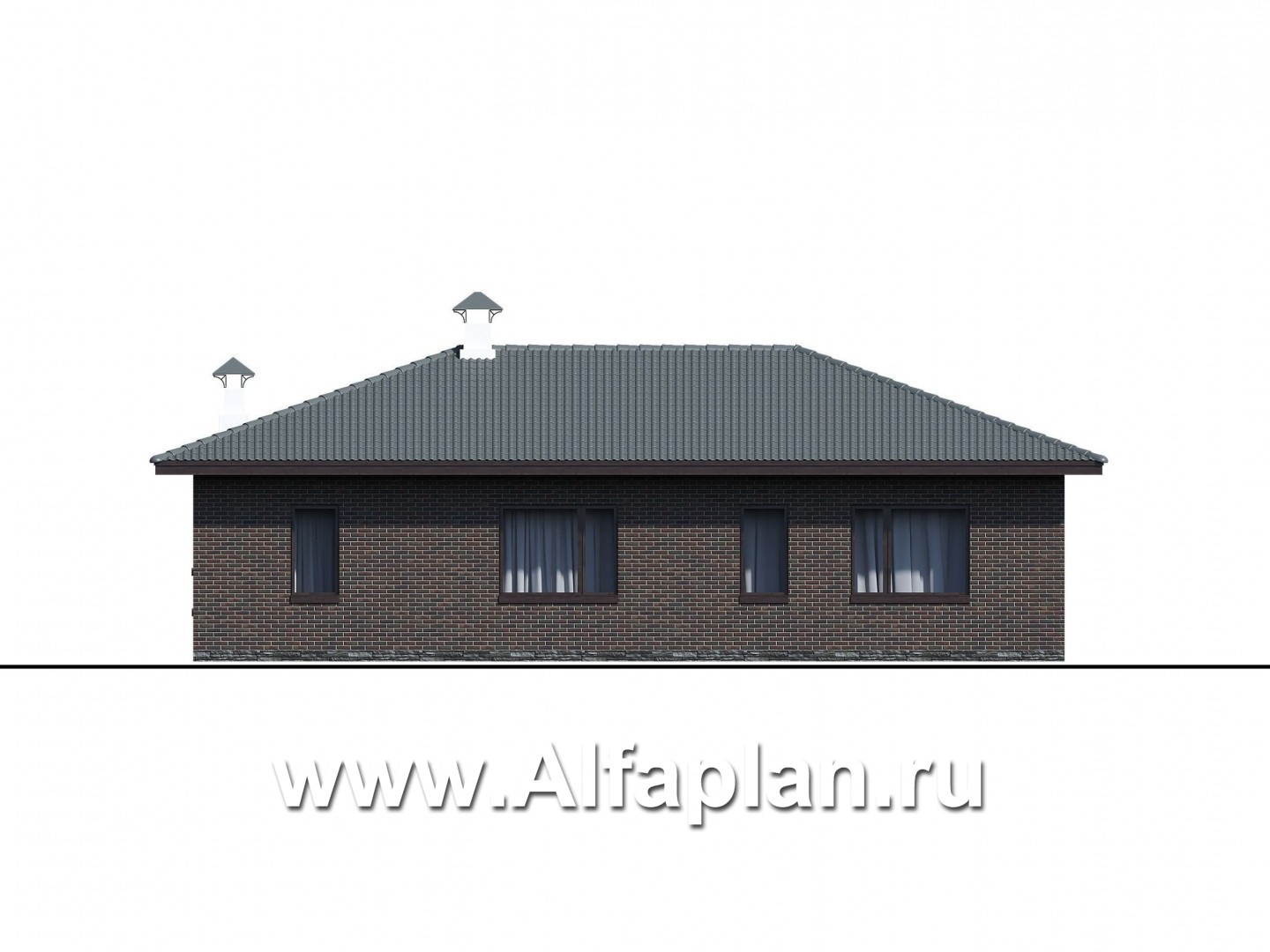 Проекты домов Альфаплан - "Соната" - проект компактного одноэтажного дома с тремя спальням - изображение фасада №3