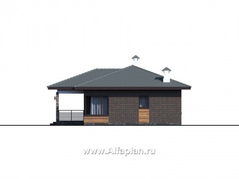Проекты домов Альфаплан - "Соната" - проект компактного одноэтажного дома с тремя спальням - превью фасада №4