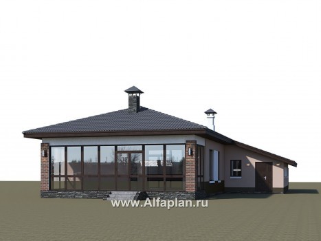 Проекты домов Альфаплан - «Калиопа» -одноэтажный дом с большим гаражом и остекленной верандой - превью дополнительного изображения №2