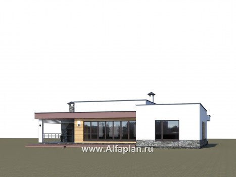 Проекты домов Альфаплан - «Ниагара» - современный одноэтажный коттедж с плоской кровлей - превью дополнительного изображения №3