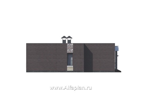 Проекты домов Альфаплан - «Риверсайд» - стильный одноэтажный коттедж с мастер-спальней - превью фасада №3