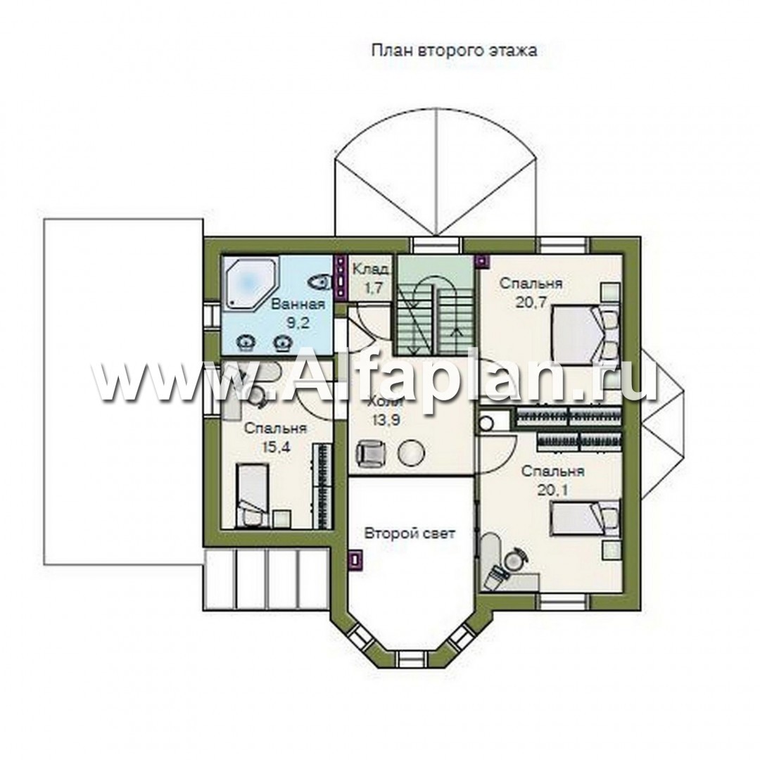 Проекты домов Альфаплан - «Эстрелл» - загородный дом с просторной гостиной - изображение плана проекта №2