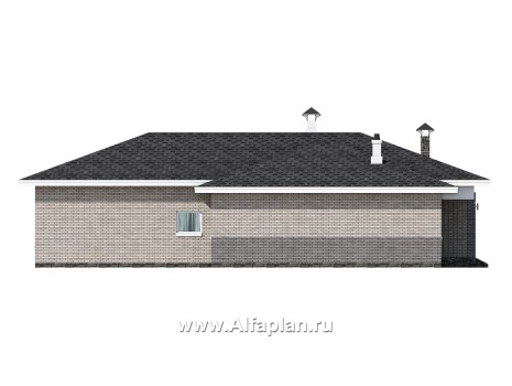 Проекты домов Альфаплан - «Юкон» - проект просторного одноэтажного дома с террасой - превью фасада №3