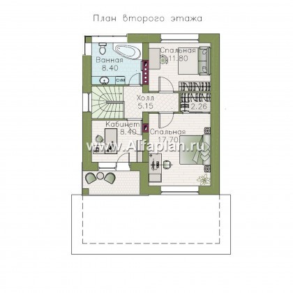 Проекты домов Альфаплан - «Серебро» - проект дома для небольшой семьи, вход с южных направлений - превью плана проекта №2