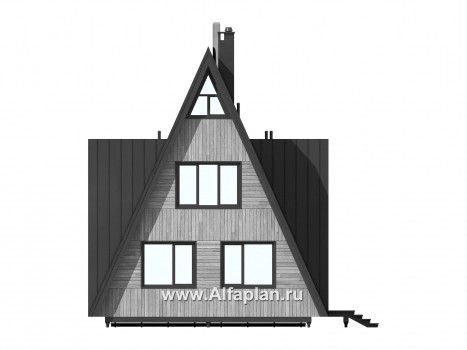 Проекты домов Альфаплан - Каркасный дом-шалаш - прекрасный дом для отдыха - превью фасада №4
