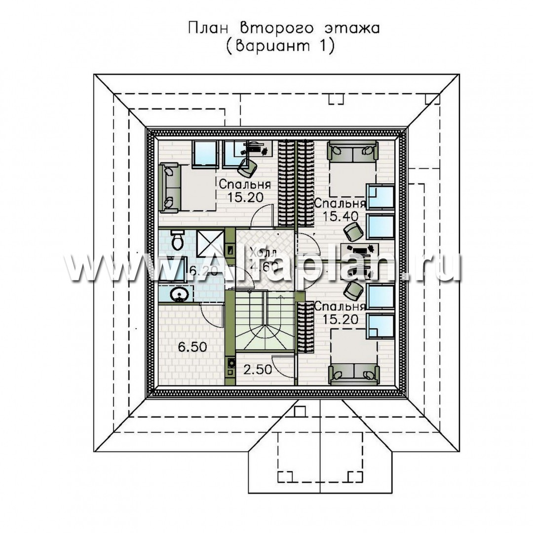 Проекты домов Альфаплан - "Перспектива" - проект компактного дома с мансардой - изображение плана проекта №2