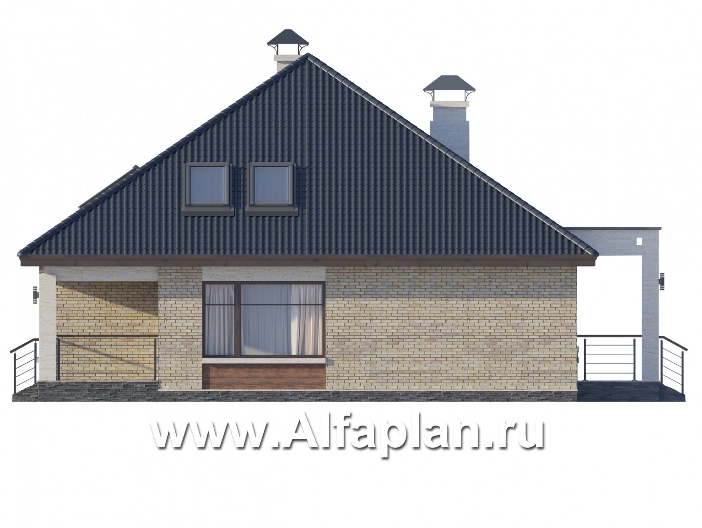 Проекты домов Альфаплан - "Перспектива" - проект компактного дома с мансардой - изображение фасада №3