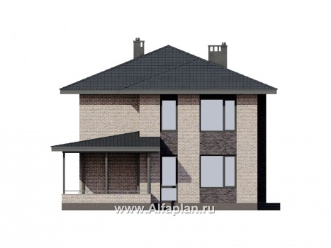 Проекты домов Альфаплан - Современный двухэтажный дом из газобетона - превью фасада №4
