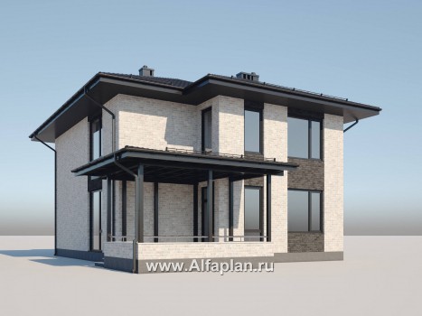 Проекты домов Альфаплан - Двухэтажный дом из газобетона с гаражом - превью дополнительного изображения №3