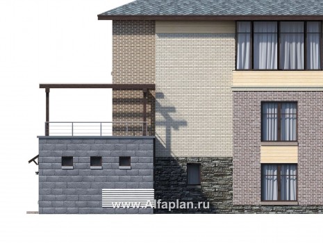 Проекты домов Альфаплан - Проект бассейна (пристройка к коттеджу) с террасой на крыше - превью фасада №2