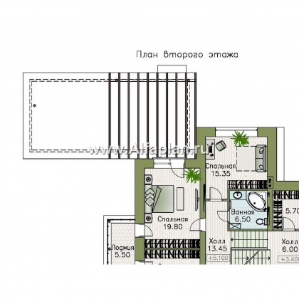 Проекты домов Альфаплан - Проект бассейна (пристройка к коттеджу) с террасой на крыше - превью плана проекта №3