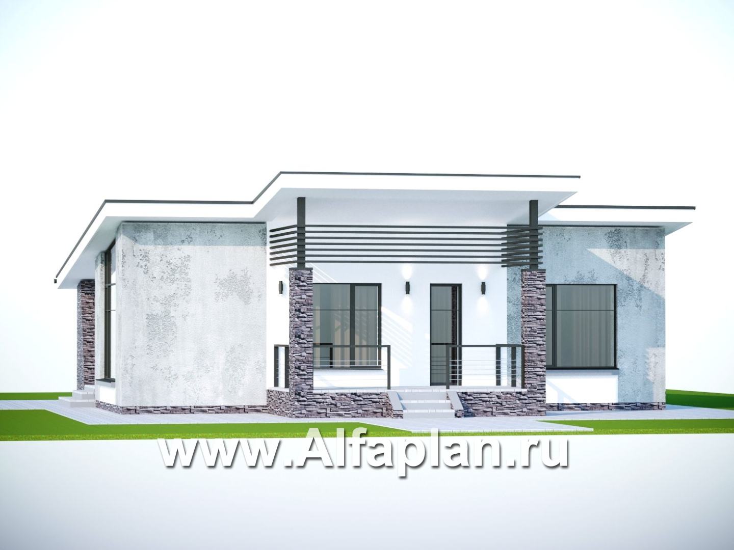 Проекты домов Альфаплан - «Корица» - проект одноэтажного дома с двумя спальнями - дополнительное изображение №2