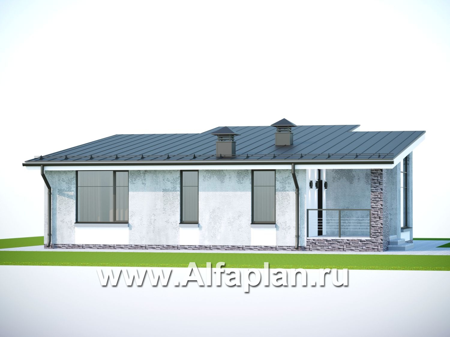 Проекты домов Альфаплан - «Корица» - проект одноэтажного дома с двумя спальнями - дополнительное изображение №3
