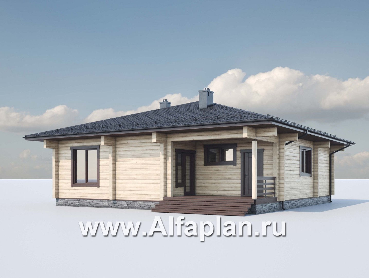 Проекты домов Альфаплан - Проект одноэтажного  дома  из бруса для отдыха - дополнительное изображение №2