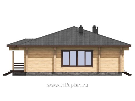 Проекты домов Альфаплан - Проект одноэтажного  дома  из бруса для отдыха - превью фасада №2