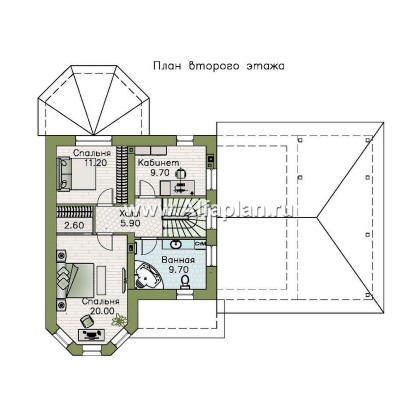 Проекты домов Альфаплан - Проект двухэтажного дома с эркером и гаражом - превью плана проекта №2