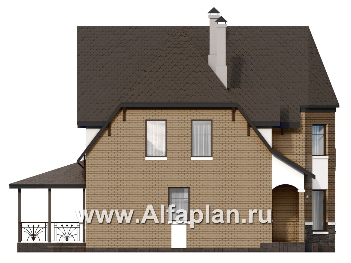 Проекты домов Альфаплан - Проект двухэтажного дома с эркером - изображение фасада №3
