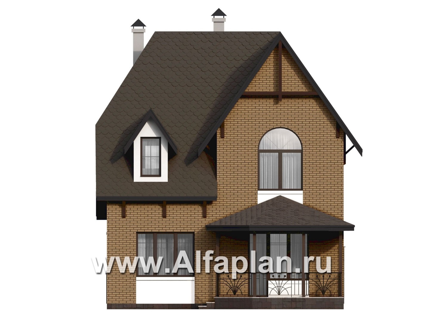 Проекты домов Альфаплан - Проект двухэтажного дома с эркером - изображение фасада №4