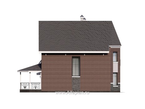 Проекты домов Альфаплан - Проект двухэтажного дома с эркером и гаражом - превью фасада №3