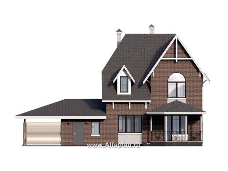 Проекты домов Альфаплан - Проект двухэтажного дома с эркером и гаражом - превью фасада №4