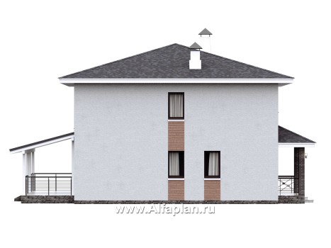 Проекты домов Альфаплан - "Остров сокровищ" - проект простого комфортного дома из газобетона - превью фасада №3