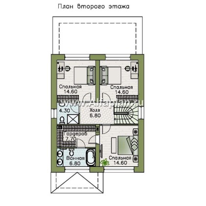 Проекты домов Альфаплан - "Остров сокровищ" - проект простого комфортного дома из газобетона - превью плана проекта №2