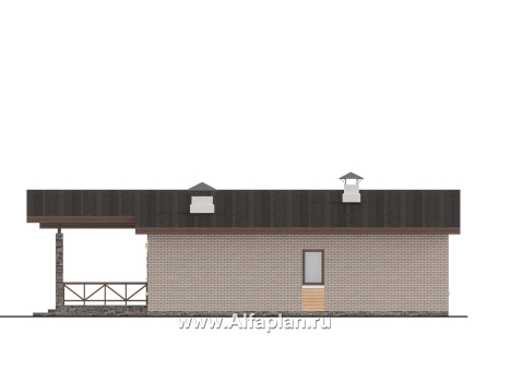 Проекты домов Альфаплан - "Стрелец" -проект современного одноэтажного дома с односкатной крышей - превью фасада №2