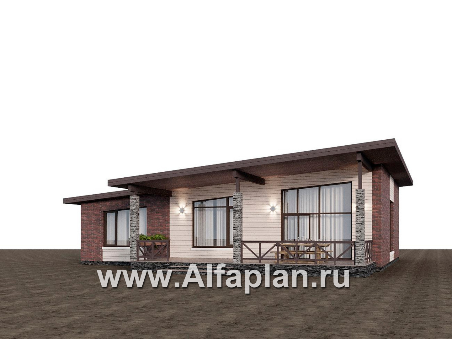 Проекты домов Альфаплан - "Стрелец" -проект газобетонного одноэтажного дома с односкатной крышей - дополнительное изображение №9