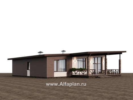 Проекты домов Альфаплан - "Стрелец" -проект газобетонного одноэтажного дома с односкатной крышей - превью дополнительного изображения №3