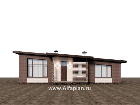 Проекты домов Альфаплан - "Стрелец" -проект газобетонного одноэтажного дома с односкатной крышей - превью дополнительного изображения №4