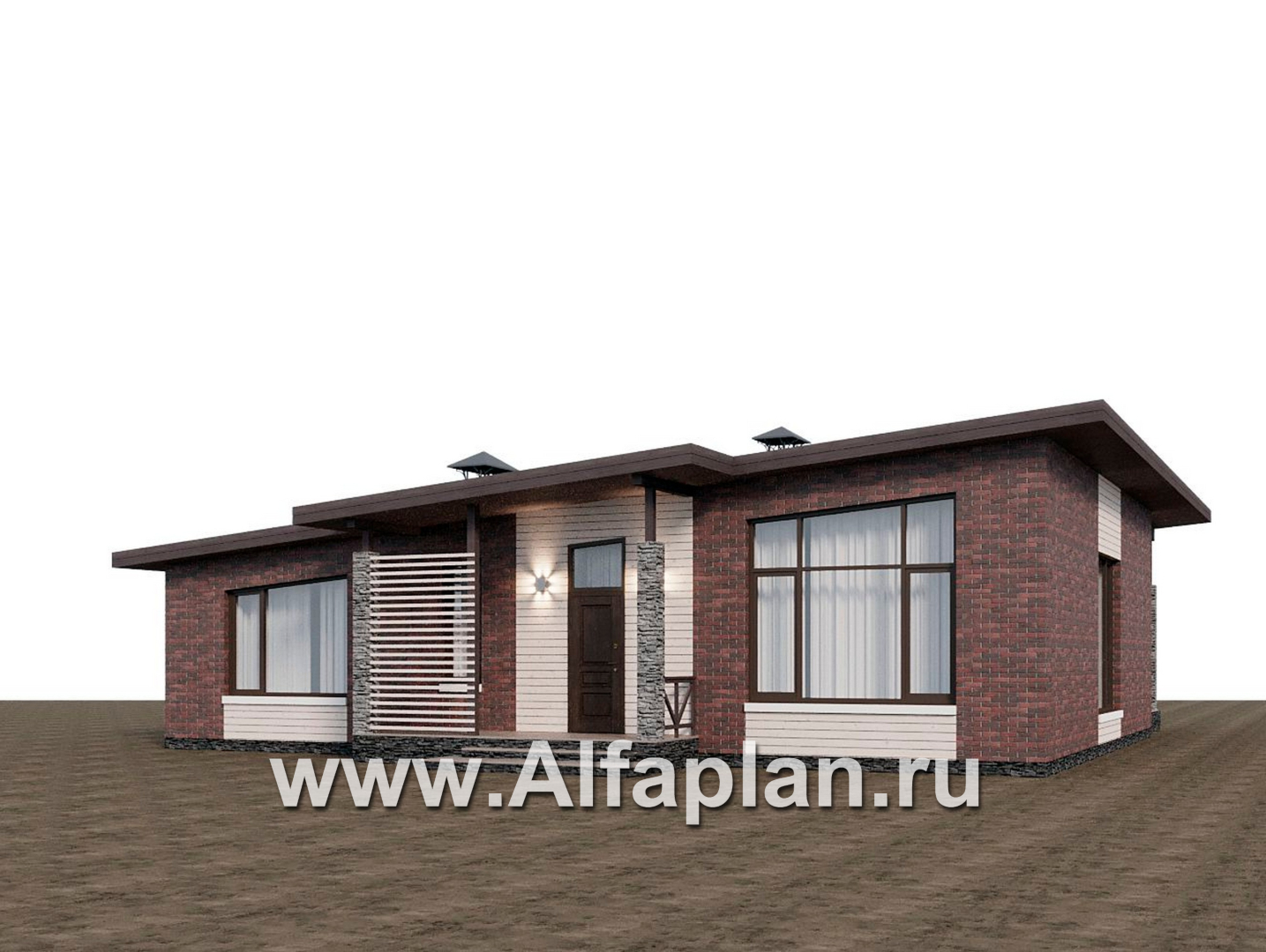 Проекты домов Альфаплан - "Стрелец" -проект газобетонного одноэтажного дома с односкатной крышей - дополнительное изображение №8