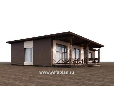 Проекты домов Альфаплан - "Стрелец" -проект газобетонного одноэтажного дома с односкатной крышей - превью дополнительного изображения №2
