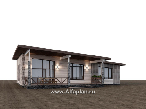 Проекты домов Альфаплан - "Стрелец" -проект газобетонного одноэтажного дома с односкатной крышей - превью дополнительного изображения №6
