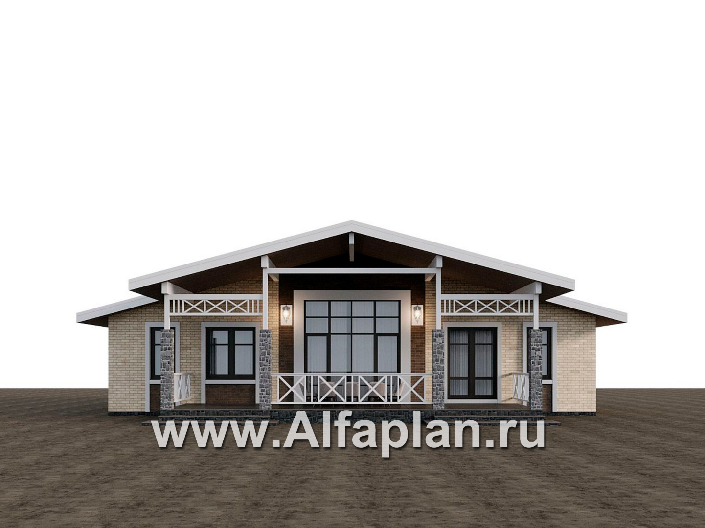 Проекты домов Альфаплан - "Форест" - проект одноэтажного дома с арочным окном - дополнительное изображение №2