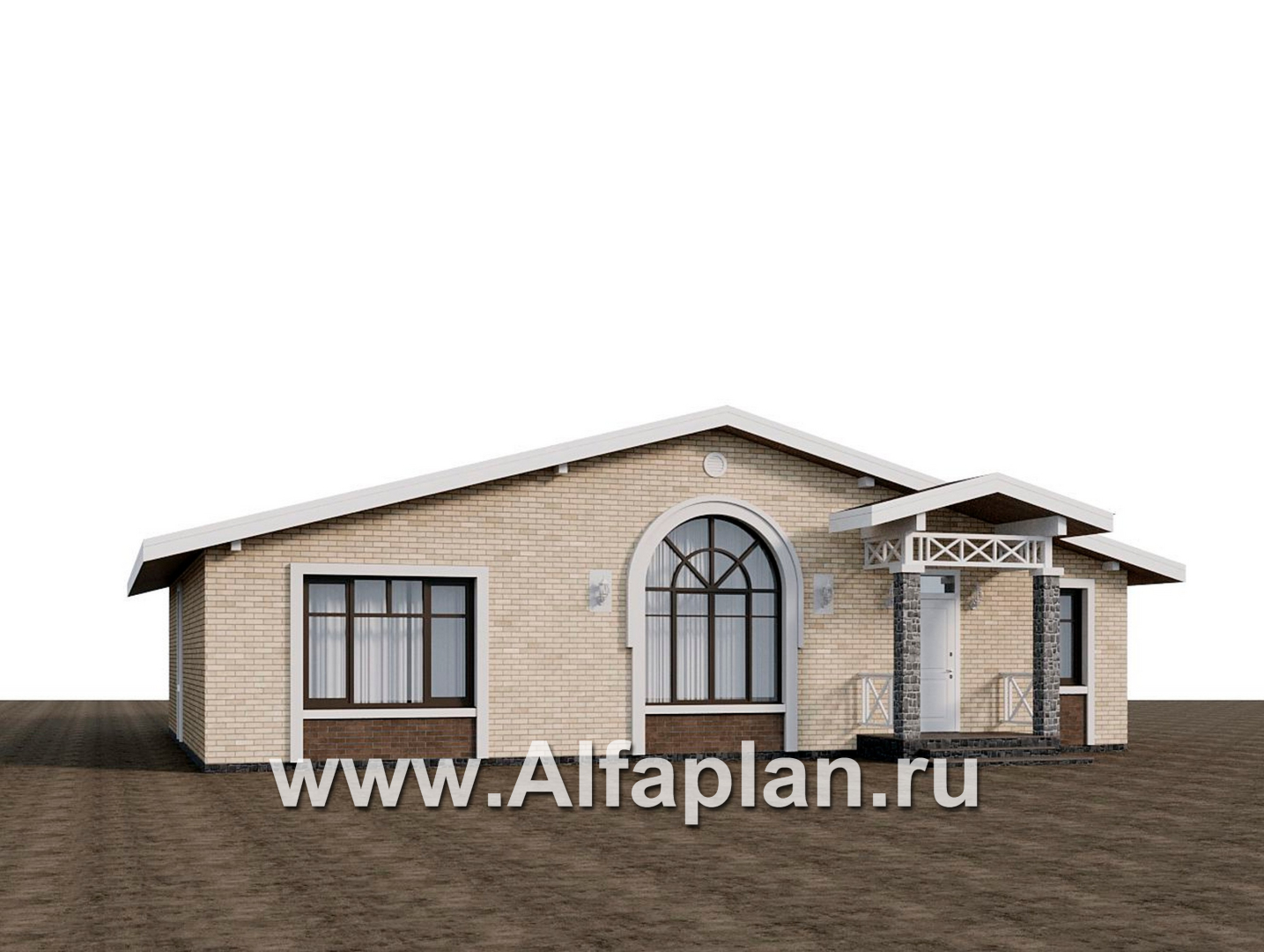 Проекты домов Альфаплан - "Форест" - проект одноэтажного дома с арочным окном - дополнительное изображение №3