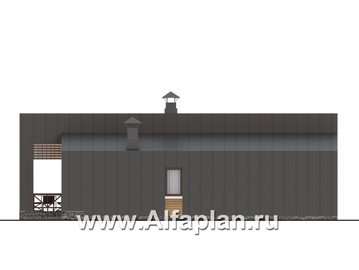 Проекты домов Альфаплан - "Аметист" - экономичный одноэтажный дом в стиле барнхаус - изображение фасада №2